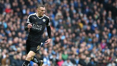Leicester City's Jamie Vardy shown in action during the Premier League match against Manchester City on Saturday. Nigel Roddis / EPA / February 6, 2016