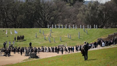 General view of the Olympic flame lighting ceremony for the Tokyo 2020 Summer Olympics in Ancient Olympia, Greece. Reuters