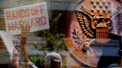 Harvard supporters in Boston, where a federal judge ruled that the Trump's administration unlawfully terminated $2.2 billion in grants to the university. Reuters