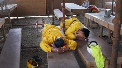 Workers in Abu Dhabi rest during their midday break last year. The Ministry of Labour has announced the start date of this year's break.