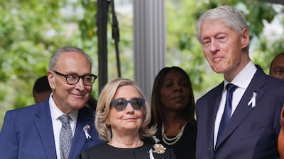 US Senate Minority Leader Chuck Schumer with Hillary and Bill Clinton. AFP