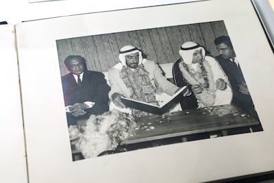 A photographic archive and album documenting UAE Founding Father Sheikh Zayed's visits to Pakistan in the late 1960s. Victor Besa / The National