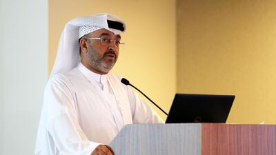 Dr Hamad Al Ghaferi, director general of the National Rehabilitation Centre speaking during the WHO Drugs Conference in Abu Dhabi. Pawan Singh / The National