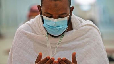A Muslim pilgrim attending prayers. AFP