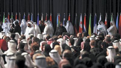 Delegates on the first day of World Government Summit 2018 held at Madinat Jumeirah in Dubai. Pawan Singh / The National