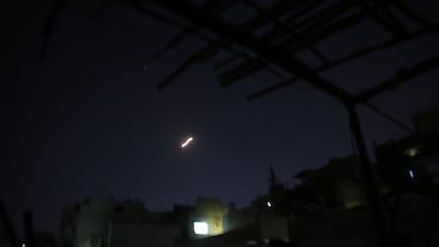 Syrian air defences intercept missiles reportedly launched by Israel in the countryside near the capital Damascus, last year. EPA