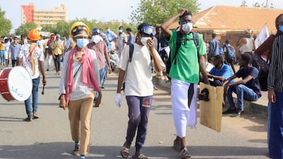 Protesters take part in a rally against military rule, after the last coup and to commemorate the third anniversary of revolution, in Khartoum, Sudan. Reuters