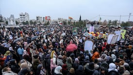 A funeral in Qamishli for SDF fighters killed during clashes with the Syrian army. Reuters