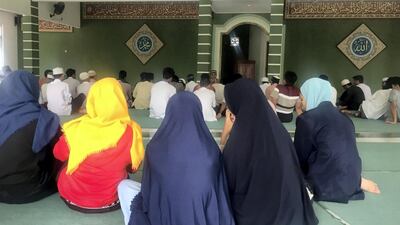 This picture taken on May 10, 2019 shows children, whose parents were suicide bombers or involved in terror plots, in a mosque at a safe house in Jakarta. AFP