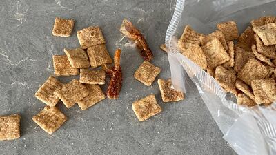 Jensen Karp claims to have found shrimp tails in his box of Cinnamon Toast Crunch. Twitter / Jensen Karp