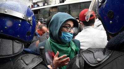 Protesters gather in the Algerian capital Algiers to mark the second anniversary of the country’s Hirak anti-government protest movement. AFP