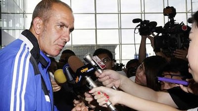 Paolo di Canio, the Sunderland coach, speaks to the media in Hong Kong on Sunday. Jessica Hromas / Getty Images