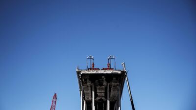 The west section of Morandi bridge is pictured in Genoa, Italy. AFP