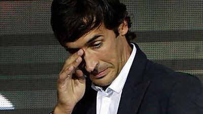 Raul fights back tears as he says goodbye to Madrid.