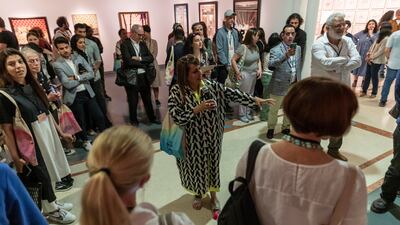 Sheikha Hoor Al Qasimi, Sharjah Biennial curator and Sharjah Art Foundation director, leads a tour of the Sharjah Art Museum. All Photos: Antonie Robertson / The National