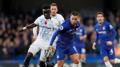 Left midfield: Eden Hazard (Chelsea) – Chelsea could not find a way through Everton but Hazard was terrific again, using his trickery to fashion openings. Reuters