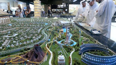 Above, a scale model of the Falconcity of Wonders project. Satish Kumar / The National