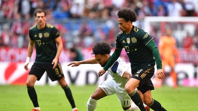 Bayern's Leroy Sane and Bochum's Herbert Bockhorn vie for the ball. EPA