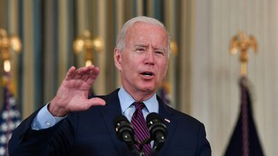 US President Joe Biden gestures as he delivers remarks on the debt ceiling from the State Dining Room of the White House. AFP