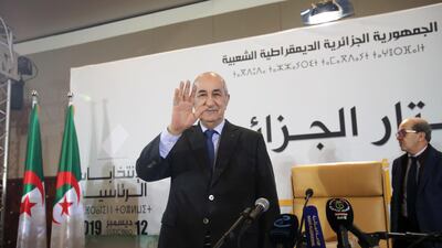 President-elect Abdelmadjid Tebboune attends a news conference in Algiers. Reuters