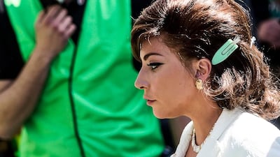 Lady Gaga arrives on the set of the film 'House of Gucci' in Rome. EPA