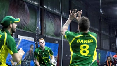 Australia players against UAE during the Indoor Cricket World Cup in 2017 at Insportz, Al Quoz, Dubai. Antonie Robertson / The National