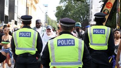 Police patrols at Notting Hill Carnival, in London. Reuters
