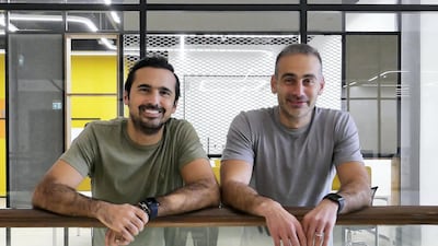 Manar Mahmassani and Rami Tabbara are co-founders of Stake, which is a property crowdfunding platform that allows users to browse through pre-vetted selections of properties and invest from as little as Dh2,000. Photo: Pawan Singh / The National