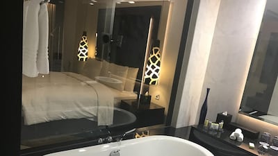 The bathroom in the executive room at the Marriott Al Forsan. Courtesy Melinda Healy