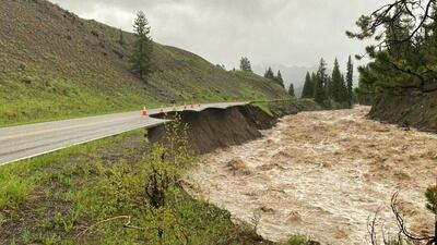 Yellowstone National Park closed all five of its entrances after record floods overwhelmed bridges and roads. AFP / National Park Service