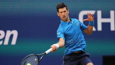 Novak Djokovic returns a shot against Roberto Carballes Baena. AFP