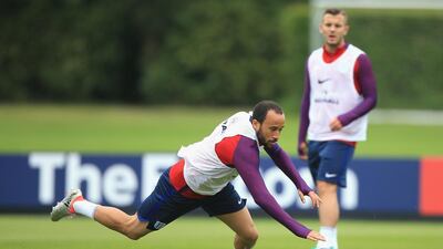 Andros Townsend of England in action during an England training session at London Colney on May 30, 2016 near St Albans, England.