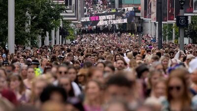 A crowd of Swifties descend on Wembley. AP