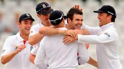 James Anderson, second from right, took advantage of the swinging conditions to take 11 wickets against Pakistan. In his words: "You do want to make the most of it because it doesn't always go your way."