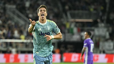 Juventus midfielder Kenan Yildiz after scoring his team's third goal. AFP