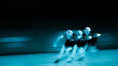 Ethan Cepuran, Casey Dawso and Emery Lehman of the USA compete in the ten's team pursuit during day nine of speed skating at the Milano Cortina 2026 Winter Olympics at Milano Speed Skating Stadium on February 15, 2026 in Milan, Italy
