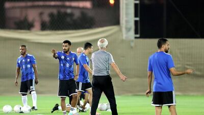 UAE player Tahnoun Al Zaabi trains at the Zabeel Stadium. Chris Whiteoak / The National.