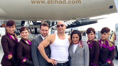 The Fast & Furious 777 airliners arrival kicks off the global junket and world premiere of the film Furious 7. The decals will be on for several months. Courtesy Brandon Tseng