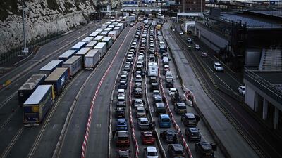 Traffic built up at the port of Dover in south-east England at the Easter weekend. AFP