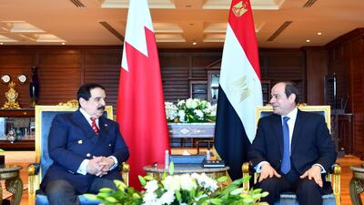 President Abdel Fattah El Sisi meets King Hamad of Bahrain in Sharm El Sheikh. Photo: Egyptian President's Office