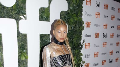 Amandla Stenberg poses on the red carpet at the 'Dear Evan Hansen' premiere on the opening night of Tiff 2021. AFP