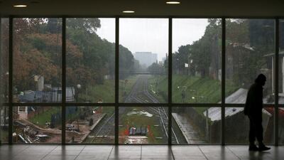 A man stands at the Aristobulo del Valle train station during a national blackout, in Buenos Aires, Argentina. Reueters