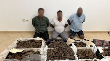 Three suspects arrested in connection with a Dh12 million oud theft. Photo: Dubai Police