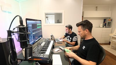 Dubai band Hollaphonic's members, Oliver Wood, left, and Greg Steiner want to get rewarded for their creativity. Satish Kumar / The National