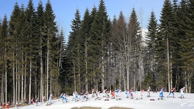 Athletes compete in the Men’s 50 km Mass Start Free during Day 16 of the Sochi 2014 Winter Olympics at Laura Cross-country Ski & Biathlon Center on February 23, 2014 in Sochi, Russia. Richard Heathcote/Getty Images