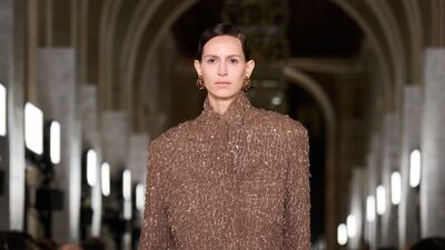 Coats came with a surprisingly chic addition of shimmer at Tory Burch. Photo: Tory Burch