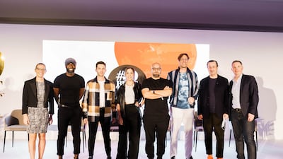 From left, Giulia Sgarbi, deputy content editor, 50 Best; chef Izu Ani; chef Raz Rahav; chef Tala Bashmi; chef Moustafa Elrefaey; pastry chef Will Goldfarb; Kamal Mouzawak, founder of Souk El Tayeb and Tawlet; and William Drew, director of content, 50 Best at #50BestTalks in Abu Dhabi in February 2022.