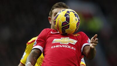 Manchester United's Ashley Young controls the ball with his chest during his side's Premier League victory on Sunday against Liverpool. Phil Noble / Reuters