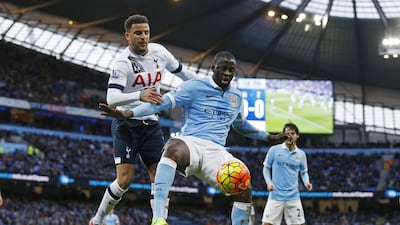 Manchester City’s Yaya Toure in action with Tottenham’s Kyle Walker. Action Images via Reuters / Lee Smith