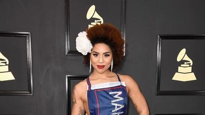 We’re not sure if singer Joy Villa was being ironic or not, which is part of the problem. She arrived dressed in an oversized white tunic and then made her big reveal – a sparkly dress with Trump’s “Make America Great” slogan emblazoned across the front and his name spelt out on the train. We really, really wish she’d just left the tunic on. Frazer Harrison / Getty Images
